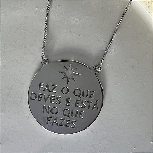 Colar Medalha Faz o Que Deves - Ródio