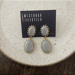 Brinco Aurora Resina Duplo - Cinza