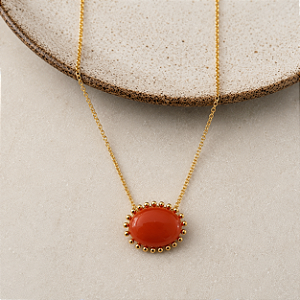 Colar Oval de Resina Aurora - Coral