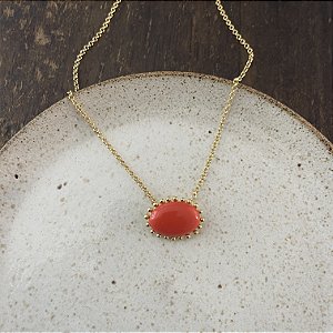 Colar Oval de Resina Aurora - Coral