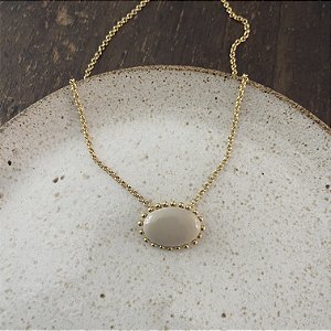 Colar Oval de Resina Aurora - Areia