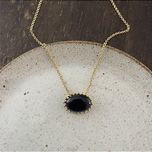 Colar Oval de Resina Aurora - Preto
