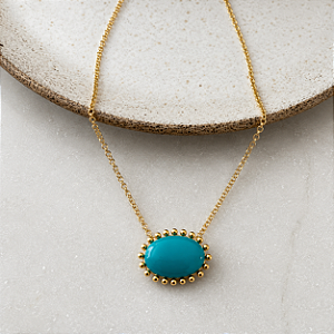 Colar Oval de Resina Aurora - Turquesa