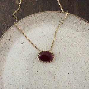 Colar Oval de Resina Aurora - Marsala