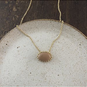 Colar Oval de Resina Aurora - Capuccino