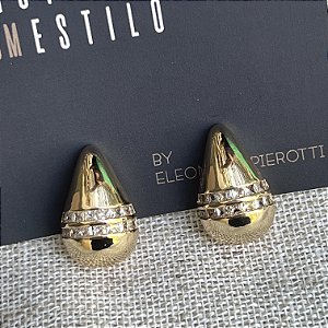 B Gota Com Zircônia - Dourado