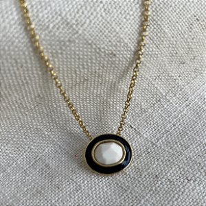 Colar Oval Aurora - Preto com Branco