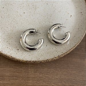 Argola Puff - G - Ródio