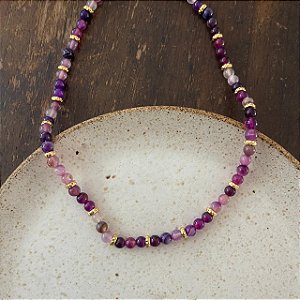Colar Pedras Naturais Ibiza - M - Roxo
