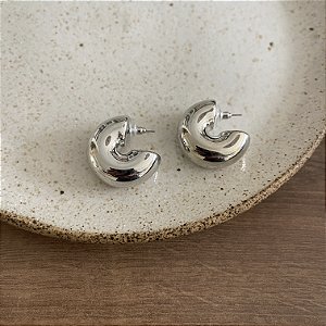 Argola Puff - PP - Ródio