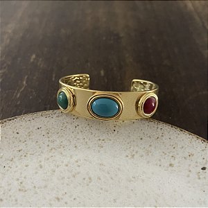 Bracelete Aurora Tricolor - Turquesa, Esmeralda e Marsala