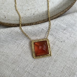 Colar Aurora Quadrado - G - Laranja