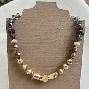 Colar Joana - Cristais Fumê