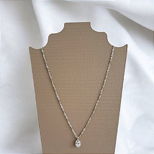 Colar Ponto de Luz Oval - Ródio