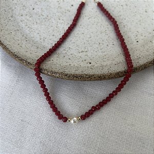 Choker Aurora Cristais com Pérola - Rubi