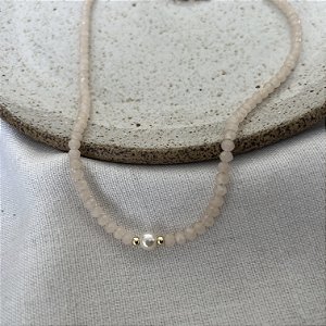 Choker Aurora Cristais com Pérola - Nude