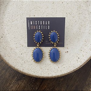 Brinco Aurora Resina Duplo - Marinho