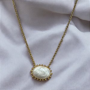 Colar Oval de Resina Aurora - madrepérola