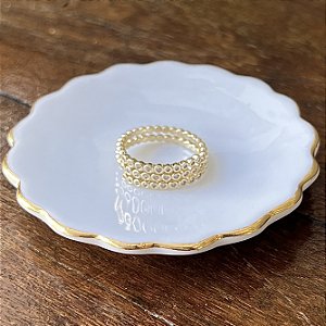Aliança Tripla de Zircônias - Dourado
