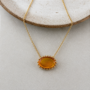 Colar Oval de Resina Aurora - Laranja
