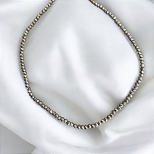 Colar Fio de Cristais - P - Dourado
