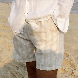Short Amalfi - Linho Bége Listrado