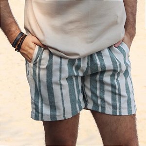 Short Positano - Linho Verde Listrado