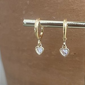 Argola Betina Coração Zircônia - Dourado