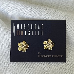 Brinco Mini Flor com Ponto Zircônia - D