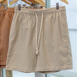 Short Veneza - Linho Bege Mesclado Liso