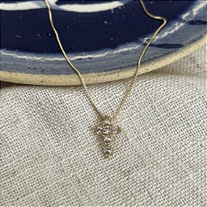 Colar Cruz de Zircônias - Dourado