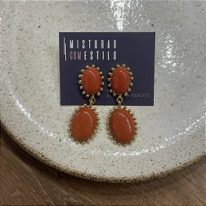 Brinco Aurora Resina Duplo - Terracota