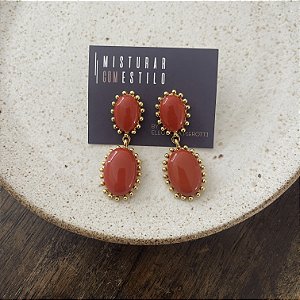 Brinco Aurora Resina Duplo - Terracota