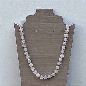Colar Murano Pedra Ibiza - G - Branco Semitransparente