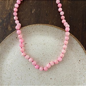 Colar Pedras Naturais Ibiza - G - Rosa Semitransparente