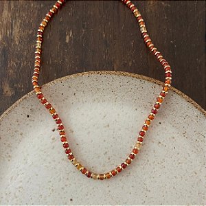 Colar Pedras Naturais - P - Laranja