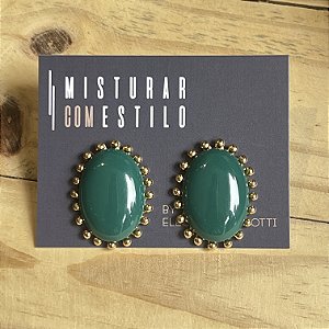 Brinco Aurora Resina Oval - Verde