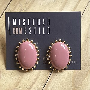 Brinco Aurora Resina Oval - Rose