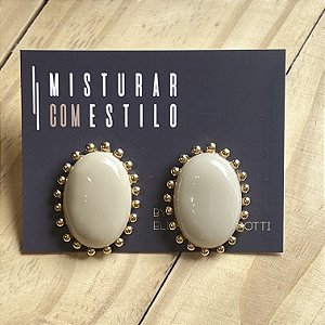 Brinco Aurora Resina Oval - Areia