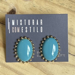 Brinco Aurora Resina Oval - Turquesa