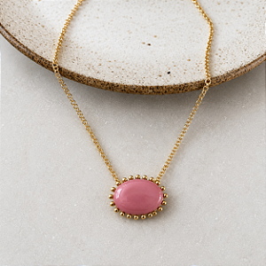 Colar Oval de Resina Aurora - Rose