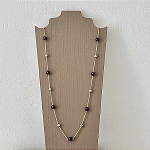 Colar Cora Bolas 6mm - Cobre - 80cm