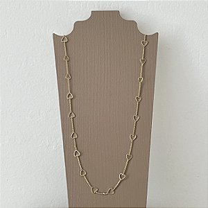 Colar Mini Corações Vazados - 80cm