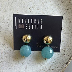 Brinco Cora Bolas - Turquesa semitransparente