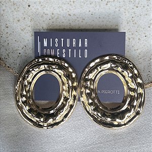 Argola Reta Oval Orgânica Max - Dourado