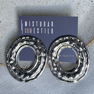 Argola Reta Oval Orgânica Max - Ródio