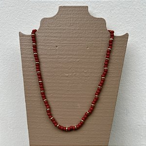 Colar Murano Pedra Ibiza - P - curto - vermelho