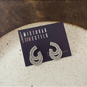 Brinco Festa Gota Aberta de Zircônias - Ródio