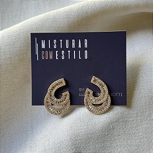 Brinco Gota Aberta de Zircônias - Dourado