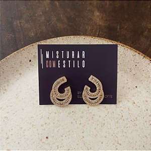 Brinco Festa Gota Aberta de Zircônias - Dourado